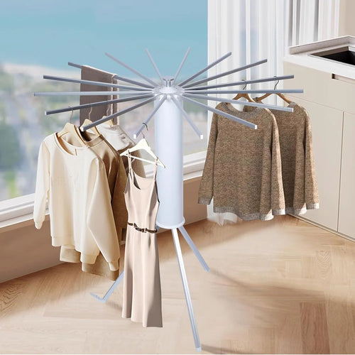 Foldable 360° Rotating Clothes Drying Stand | Aluminum Tripod Laundry Rack