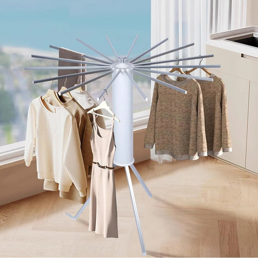 Foldable 360° Rotating Clothes Drying Stand | Aluminum Tripod Laundry Rack